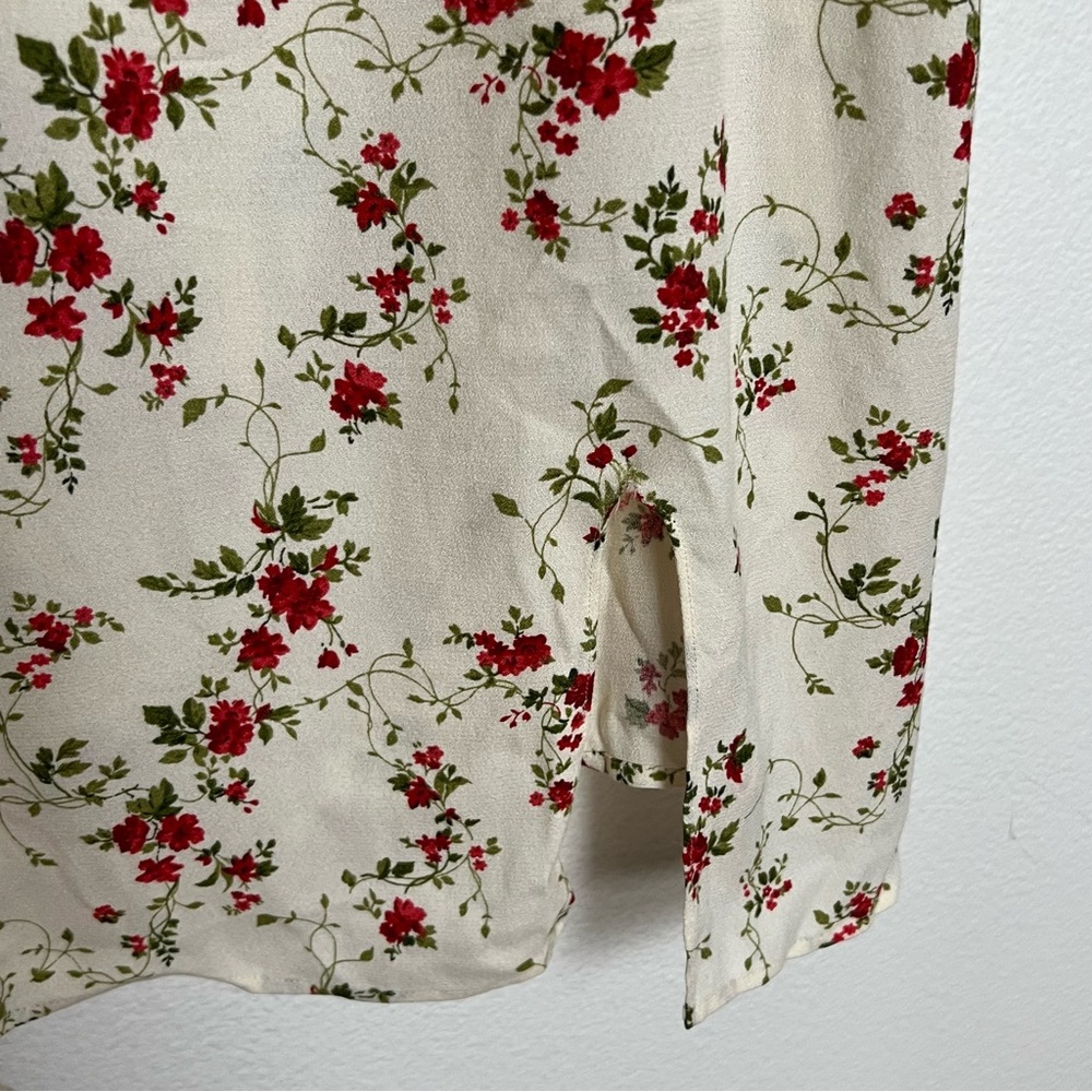 Reformation Marlowe Cream Red Floral Slip Mini Dress Size XL - Picture 4 of 7